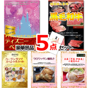 ビンゴ・イベントの景品はお任せ！ ディズニーペアチケット＆黒毛和牛＆ハーゲンダッツ他豪華5点セット 【景品パネル＆引換券付き目録】15507