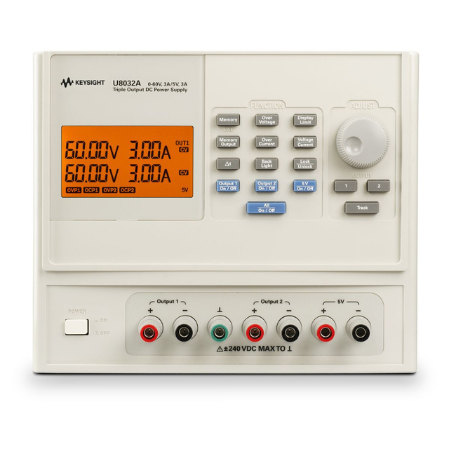 【お問合せ商品】Keysight  トリプル出力DC電源、60V/3A（2x）と5V/3A、375W U8032A
