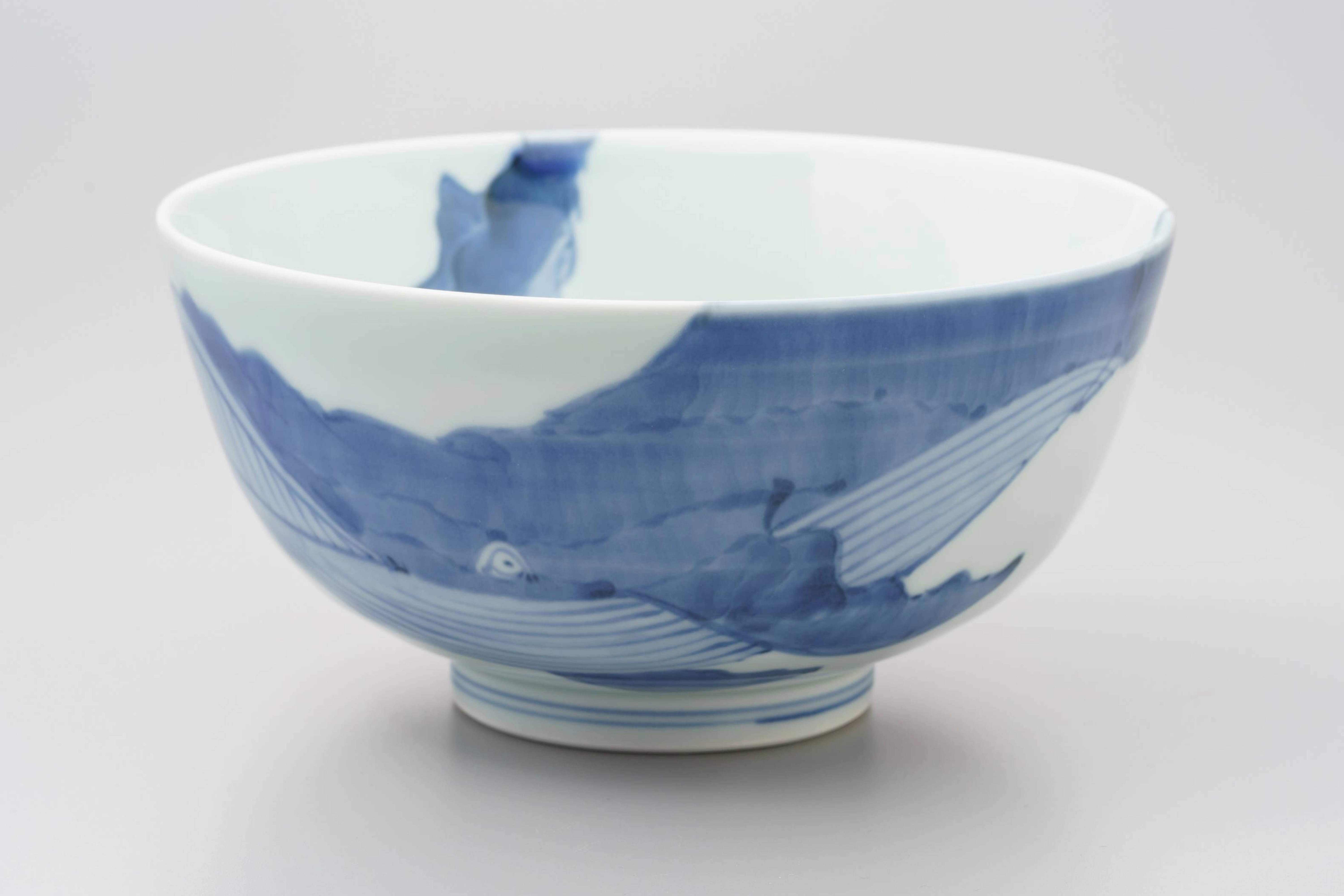 染付ナガスくじら5.5段入丼