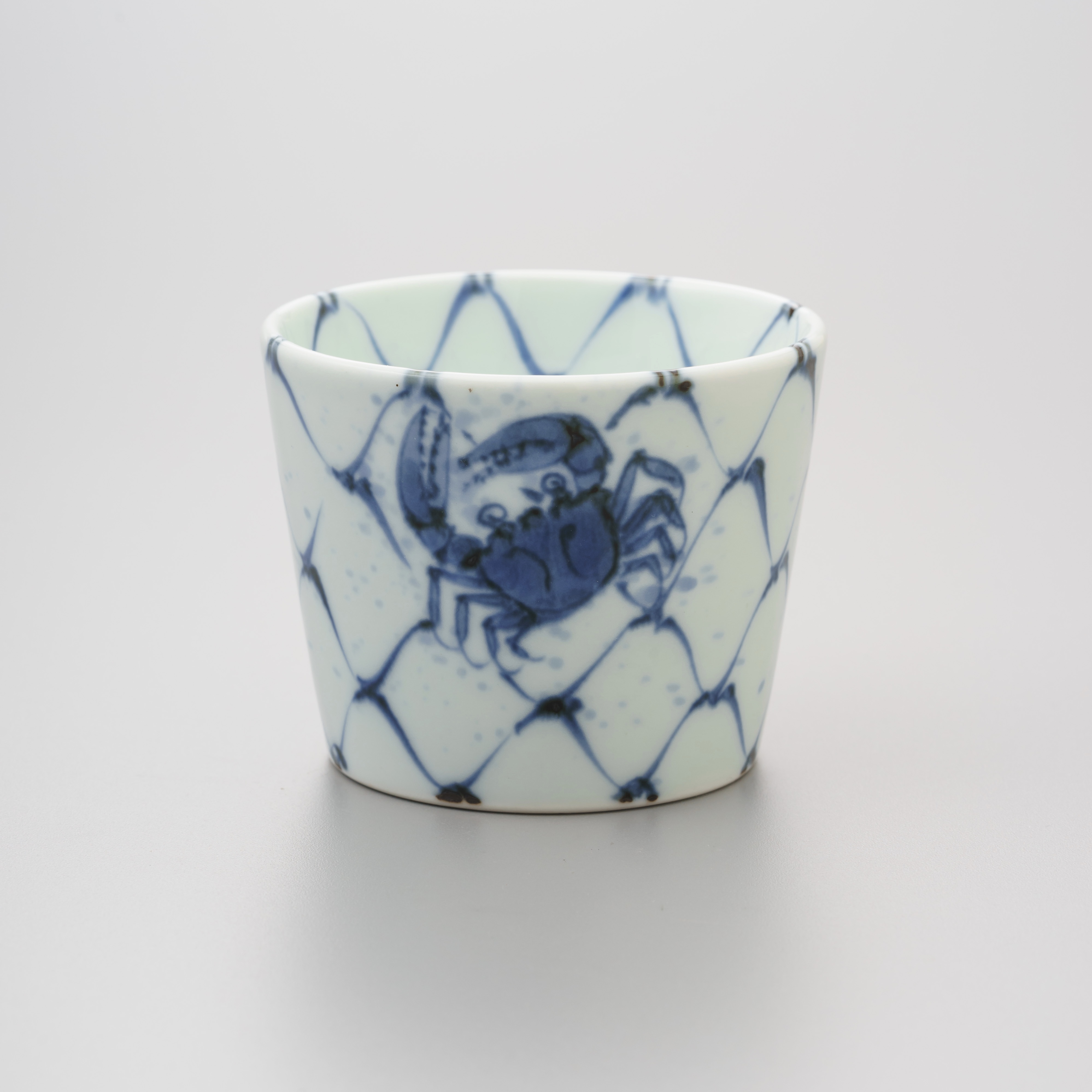 染付網目かにそば猪口