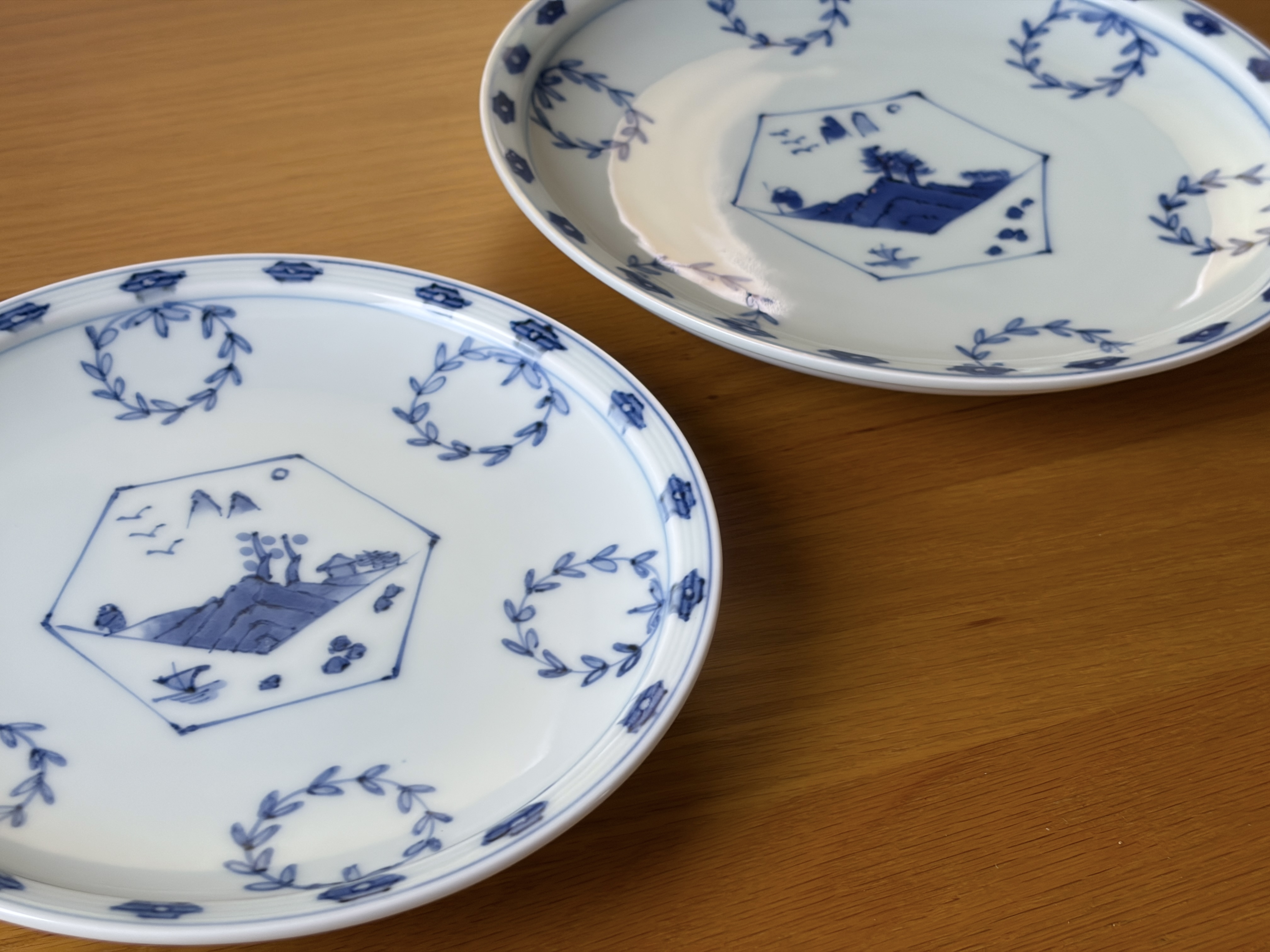訳あり商品30%off 古染見込山水円渕皿