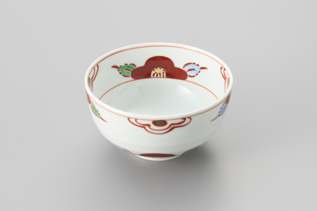 赤絵椿段入ミニ丼・有田焼渓山窯のミニ丼です。