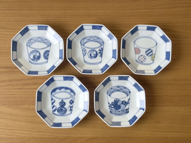 訳あり商品30%off そば猪口絵八角皿その１