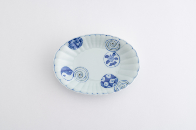 灰皿　有田焼　染綿濃丸紋 灰皿 有田焼 染綿濃丸紋 灰皿有田焼染綿濃丸紋