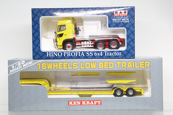 ケンクラフト 16輪中低床トレーラー ミニカー KEN KRAFT 16 WHEELS LOW BED TRAILER Ken Kraft 1/50