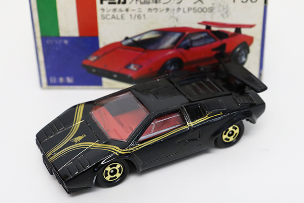 絶版トミカ 青箱 F50 ランボルギーニ カウンタック LP500S 黒 日本製 ミニカーショップ ケンボックス トミカ 青箱☆F50-1-1