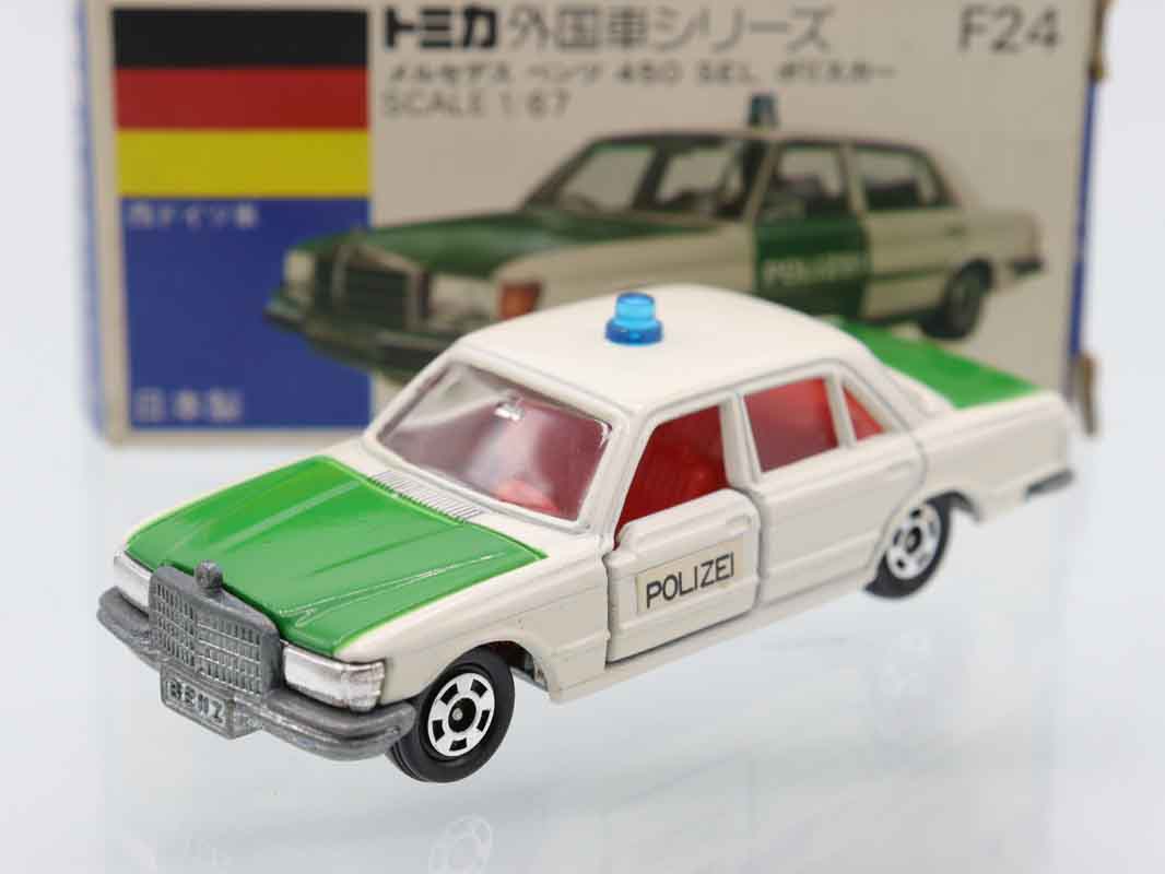 青箱トミカ F24 メルセデスベンツ 450SEL ポリスカー　美品　日本製 ミニカーショップ ケンボックス トミカ 青箱☆F24☆メルセデス