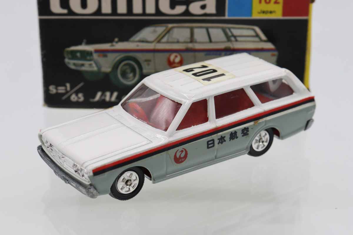 黒箱トミカ 102　JAL日本航空セドリックワゴン連絡車　美品　日本製　デッド ミニカーショップ ケンボックス トミカ 黒箱☆102☆日産