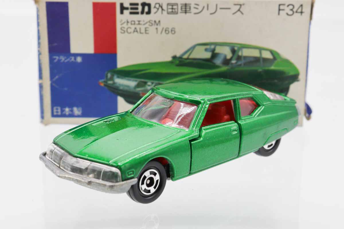 トミカ　外国車シリーズ　F34　シトロエンSM 　青箱　日本製 ミニカーショップ ケンボックス トミカ 青箱☆F34☆シトロエンSM (緑