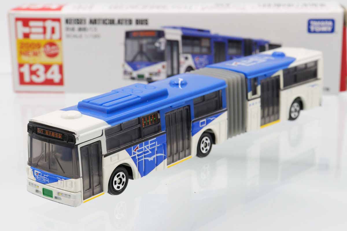 バス型おもちゃ 金属製 青と白 ミニカーショップ ケンボックス ロングトミカ☆134☆京成 連節