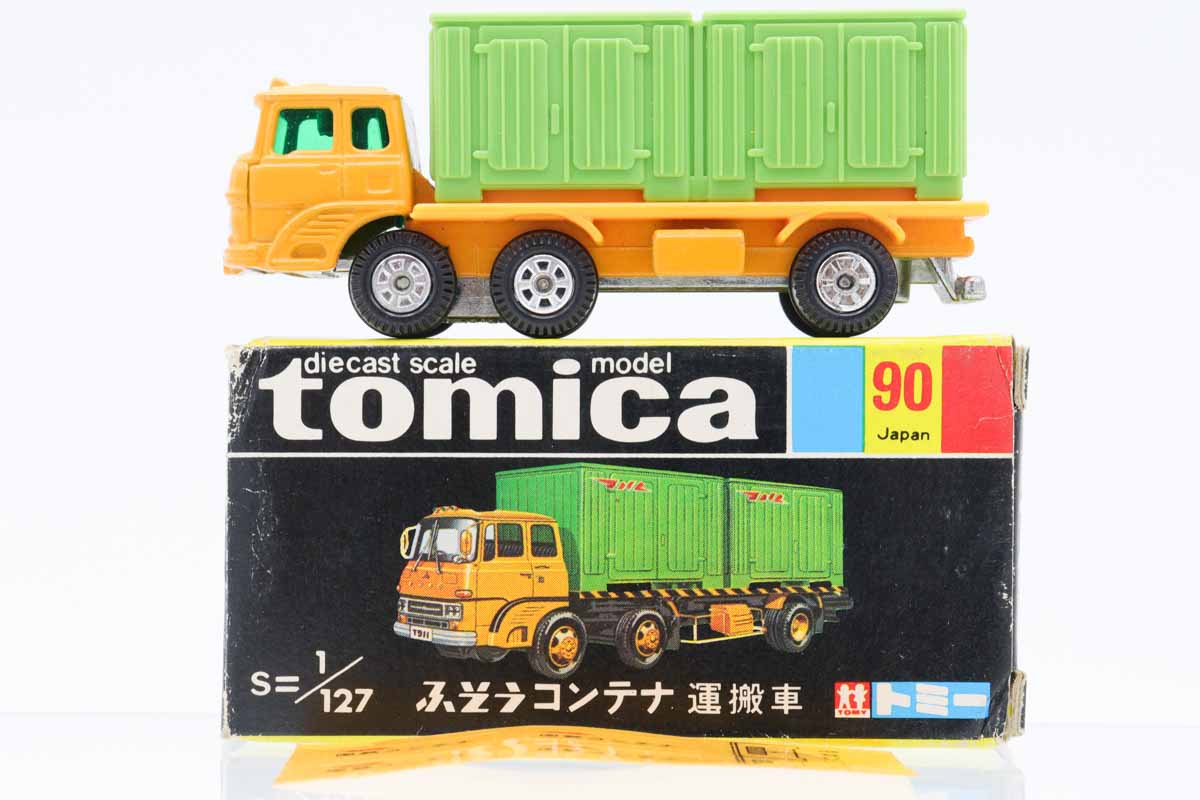 黒箱トミカ 90　ふそうコンテナ運搬車　美品　日本製　デッドストック ミニカーショップ ケンボックス トミカ 黒箱☆90☆三菱ふそうコンテナ