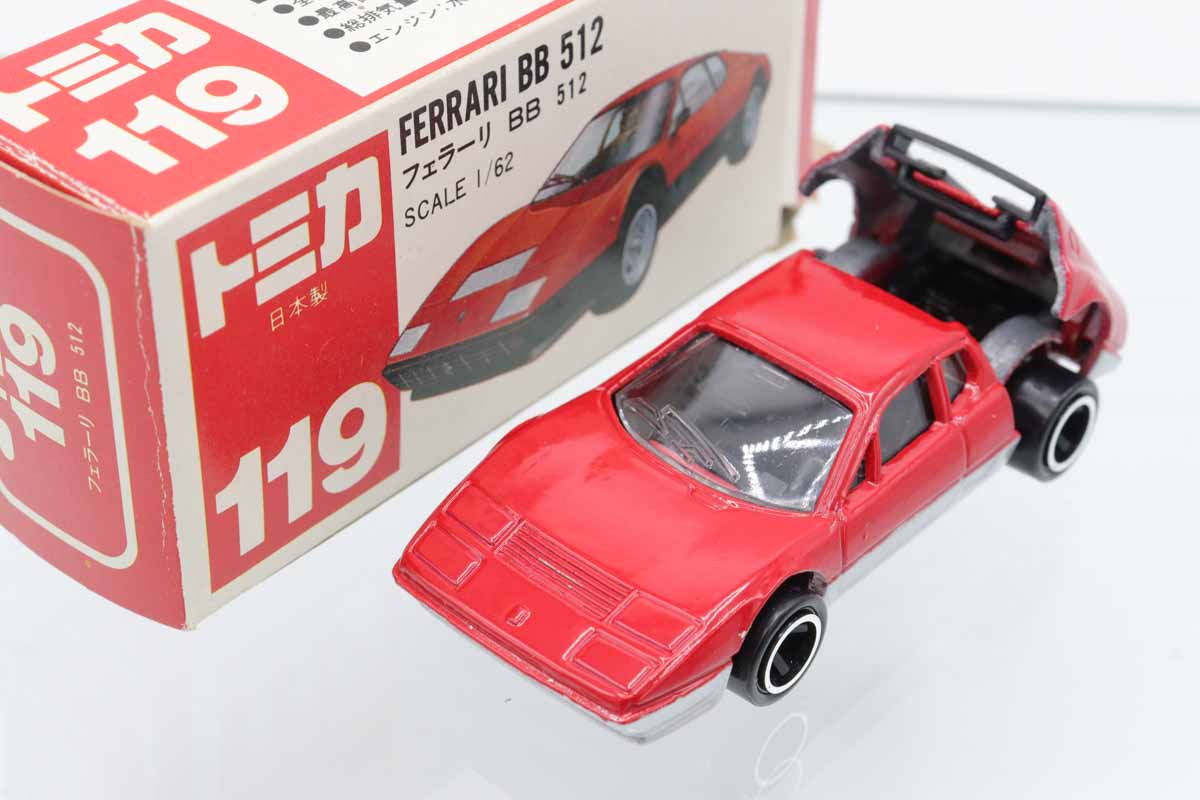 TOMICA　トミカ　フェラーリ　512BB　箱付き ミニカーショップ ケンボックス トミカ 赤箱(日本製)☆119☆フェラーリ