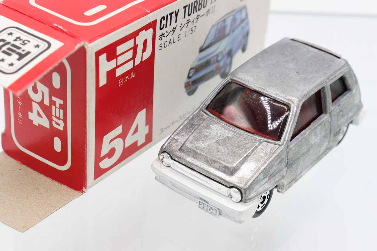 希少トミカ　ホンダ　シティターボⅡ 無塗装　日本製 ミニカーショップ ケンボックス トミカ 赤箱(日本製)☆54☆ホンダ