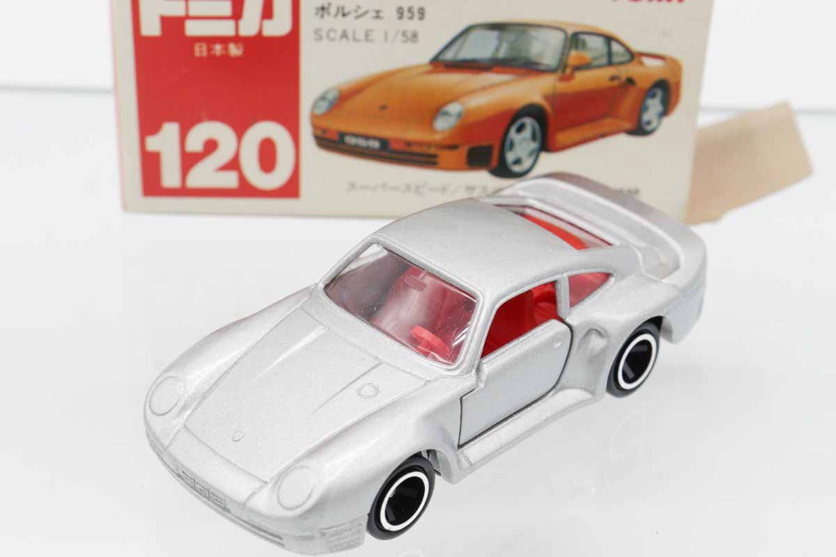 トミカ　赤箱　No.120 ポルシェ　959 銀色　1988年　日本製　希少 ミニカーショップ ケンボックス トミカ 赤箱(日本製)☆120☆ポルシェ