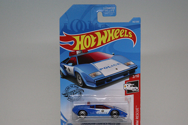 ミニカーショップ ケンボックス ホットホイール ランボルギーニカウンタックポリスカー 青 英語表記台紙 ヨレ有 現状渡しminicar Shop Kenbox Tomica