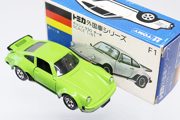 【日本製】【レアカラー】トミカ　美品　ポルシェ930ターボ　青箱 ミニカーショップ ケンボックス トミカ 青箱☆F1-2-7☆ポルシェ
