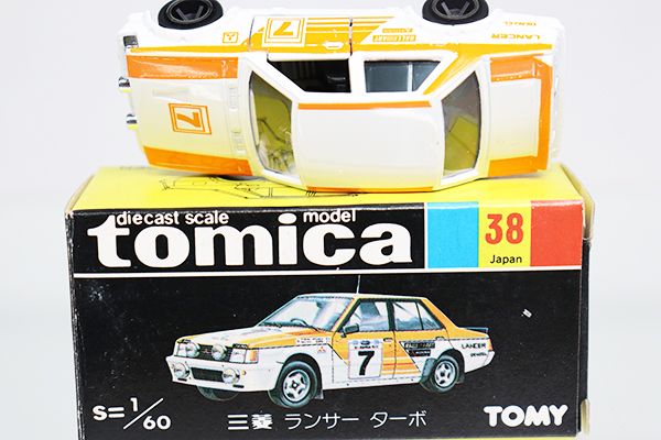 トミカ 三菱ランサー ターボ【黒箱・日本製】 ミニカーショップ ケンボックス トミカ 黒箱☆38☆三菱ランサー