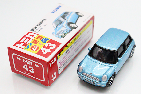 ミニカーショップ ケンボックス トミカ 赤箱☆43☆ミニクーパー (水色 