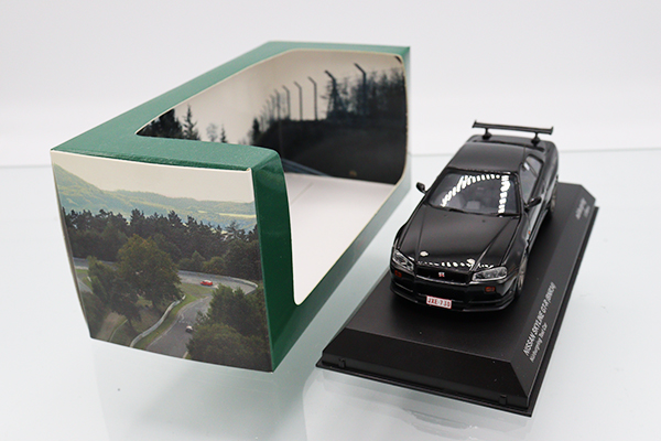 KRINK - 1/43 日産 スカイライン GT-R BNR34 ニュルブルクリンク テストカー(ブラック) 完成品 ミニカー(K03386BK) 京商 1/43 日産 スカイライン GT-R BNR34 ニュルブルクリンク テスト