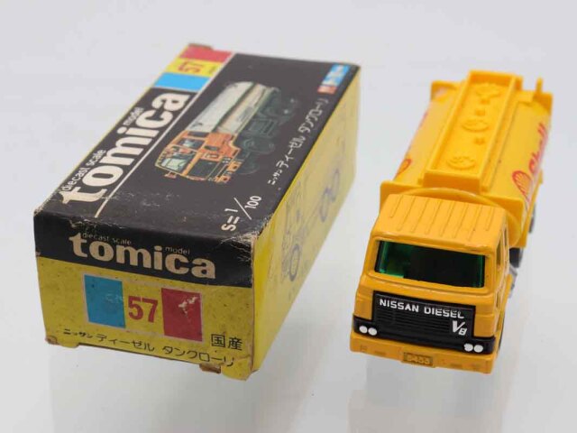 【美品】黒箱トミカ 53 日産ディーゼル V8 Shell 日本製 イエロー 美品】黒箱トミカ 53 日産ディーゼル V8 Shell 日本製 イエロー