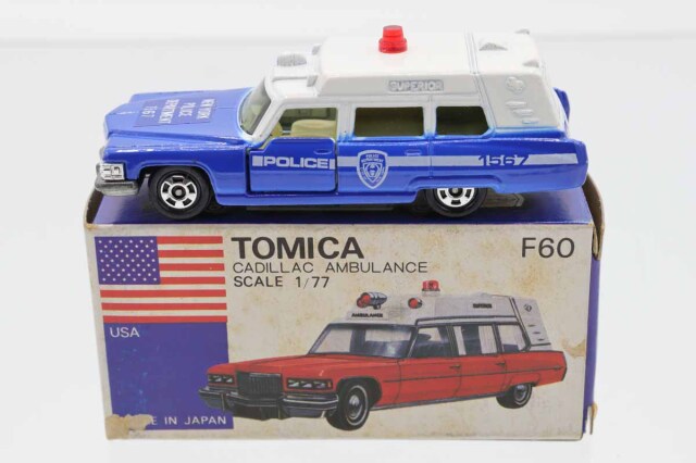 トミカ青箱日本製No.F60キャデラックポリスカー ミニカーショップ ケンボックス トミカ 青箱☆F60☆キャデラック