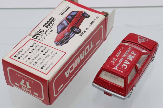 赤箱　トミカ17　JMAC特注　ホンダ シビック3ドア　日本製　レッド×銀タンポ ミニカーショップ ケンボックス トミカ特注（日本製）☆17-5-3☆ホンダ