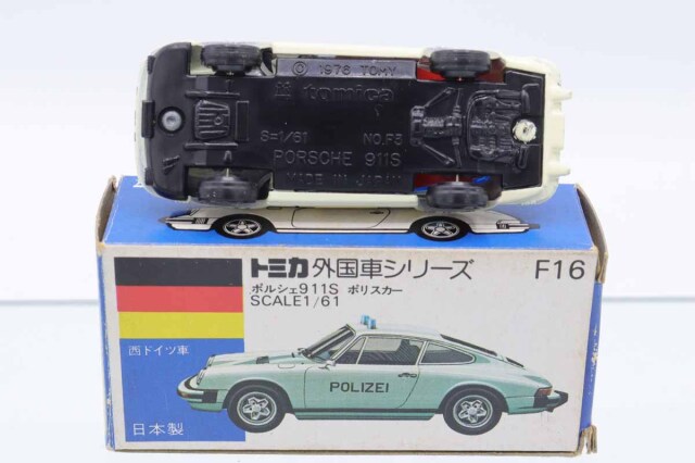 ポルシェ　911S ポリスカー　F16 青箱　トミカ　日本製 ミニカーショップ ケンボックス トミカ 青箱☆F16☆ポルシェ911S
