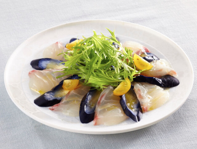 白身魚とりんご茄子のカルパッチョ