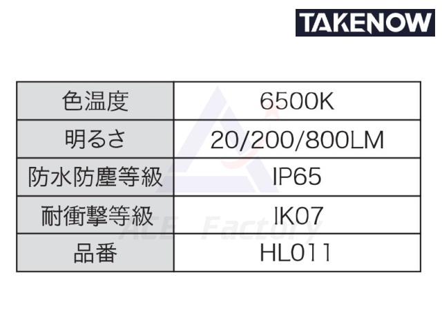 充電式LEDヘッドライト TAKENOW HL011 OGY0029 新品 明るさ3段階 72度