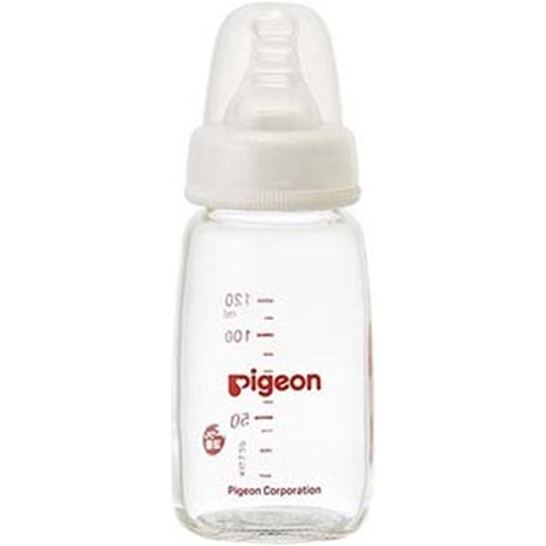 ピジョン スリムタイプ 哺乳びん(耐熱ガラス製・シリコーンゴム製乳首付) 120ml
