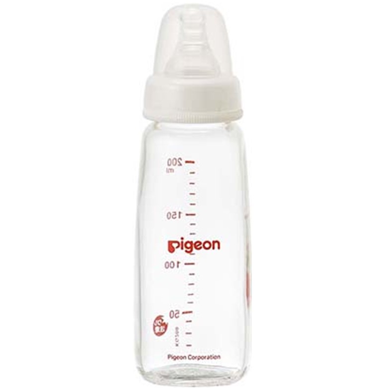 ピジョン スリムタイプ 哺乳びん(耐熱ガラス製・シリコーンゴム製乳首付) 200ml