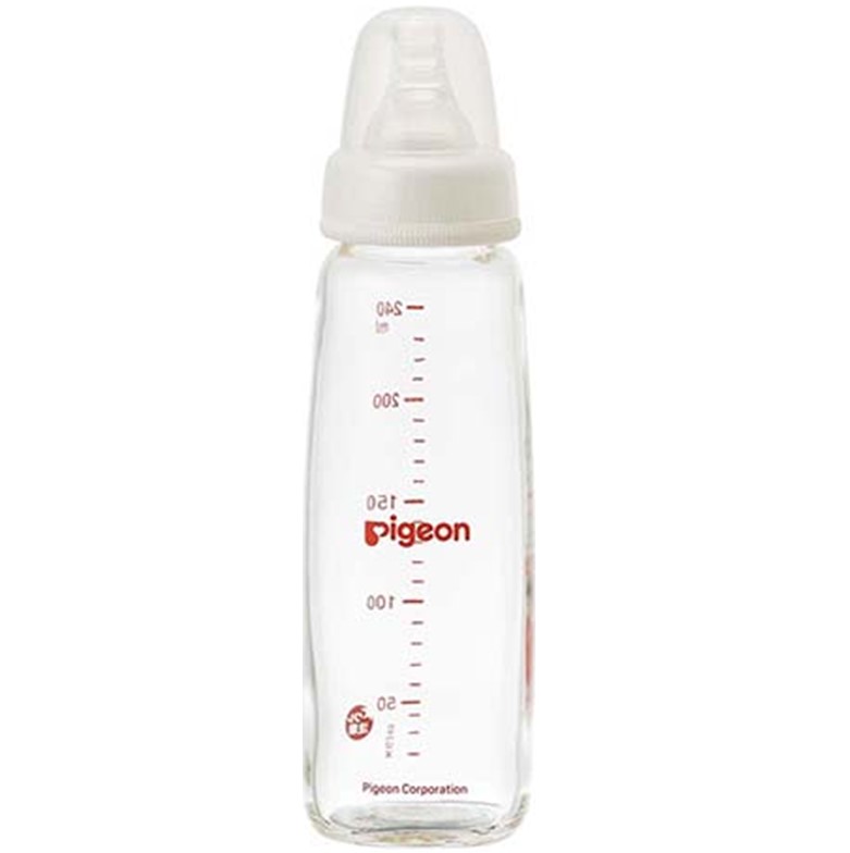 ピジョン スリムタイプ 哺乳びん(耐熱ガラス製・シリコーンゴム製乳首付) 240ml