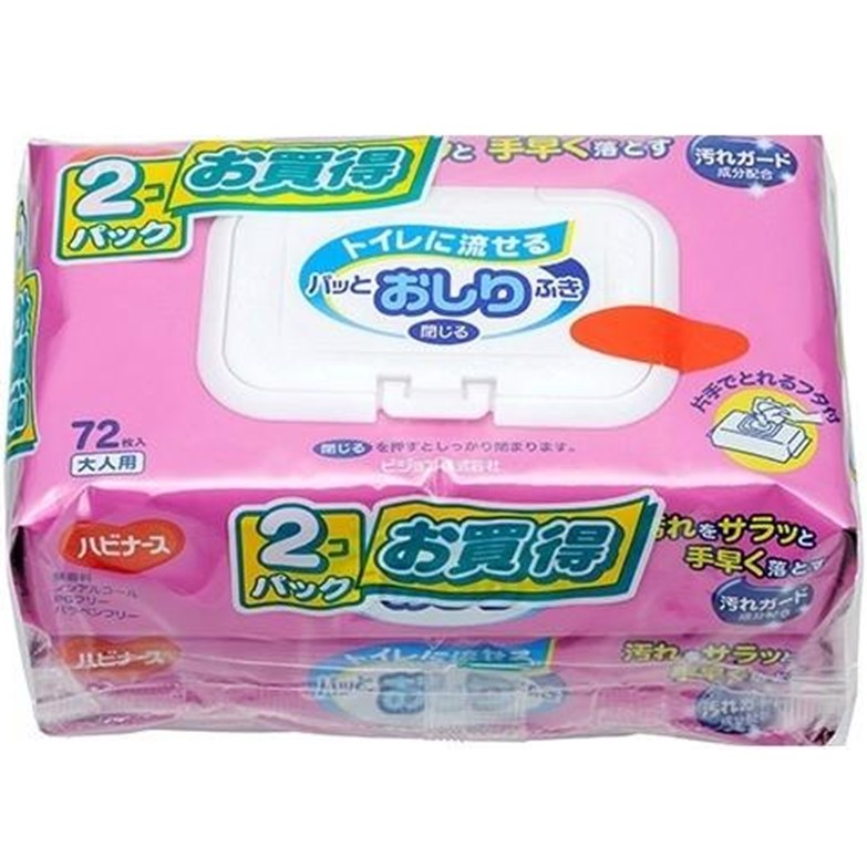 トイレに流せるパッとおしりふき 72枚×2個