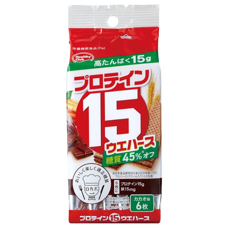 ハマダコンフェクト プロテイン15 ウエハース カカオ味 6枚入