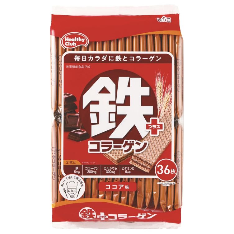 ハマダコンフェクト 鉄プラスコラーゲン ウエハース ココア味 36枚入