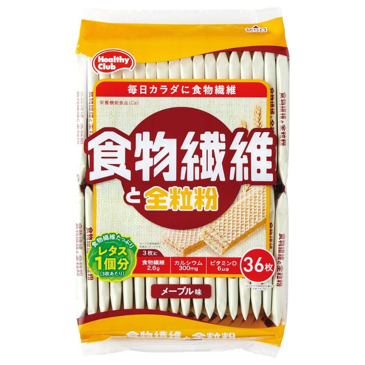 ハマダコンフェクト 食物繊維と全粒粉 ウエハース メープル味 36枚入