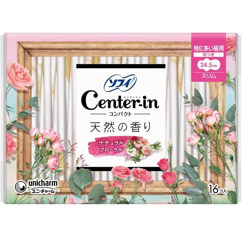 ソフィ センターインコンパクト1/2 ナチュラルフローラルの香り 特に多い昼用 スリム 羽つき 24.5cm 16コ入