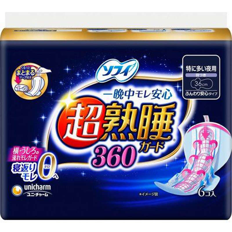 ソフィ 超熟睡ガード360 特に多い夜用 羽つき36cm 6枚