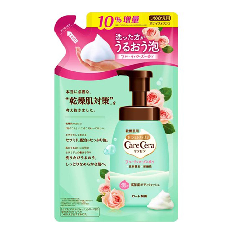 ケアセラ 泡の高保湿ボディウォッシュ フルーティローズの香り つめかえ用 385ml