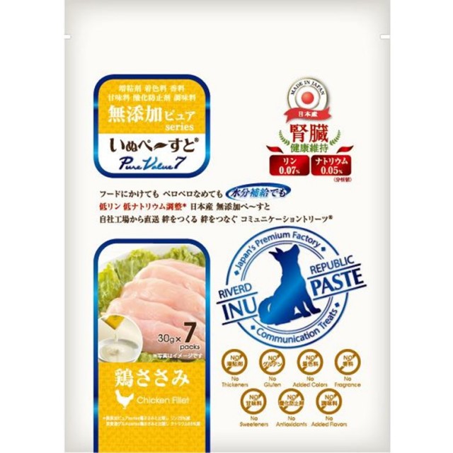 いぬぺ～すと 無添加ピュア PureValue7 腎臓健康維持 鶏ささみ 30g×7本