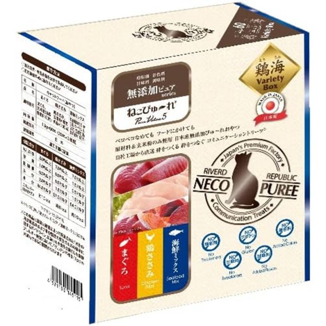 ねこぴゅ～れ 無添加ピュア PureValue5 Variety Box 鶏海 <まぐろ/鶏ささみ/海鮮ミックス> 13g×60本