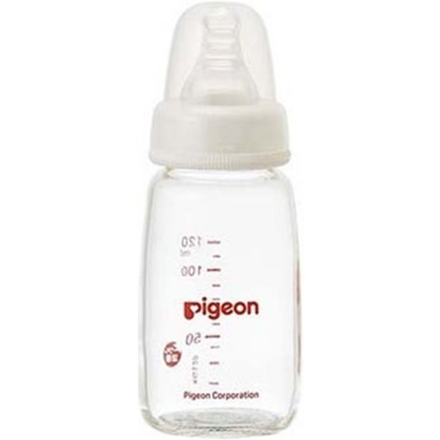 ピジョン スリムタイプ 哺乳びん(耐熱ガラス製・シリコーンゴム製乳首付) 120ml