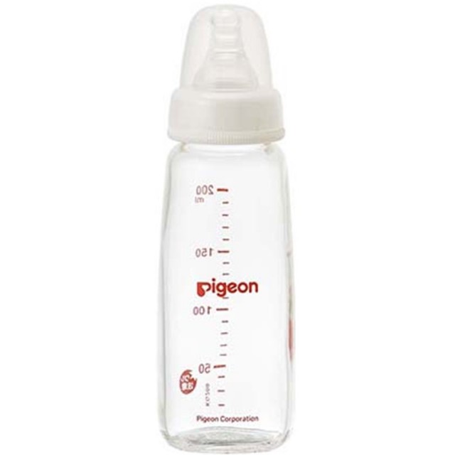 ピジョン スリムタイプ 哺乳びん(耐熱ガラス製・シリコーンゴム製乳首付) 200ml
