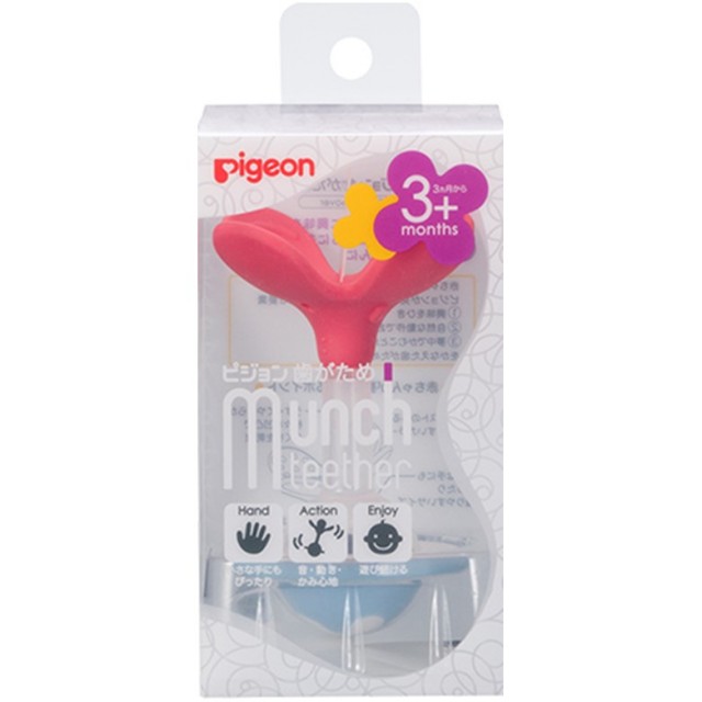 ピジョン 歯がため Munch teether ピーチクローバー ぺらぺらタイプ 3ヵ月以上 1個