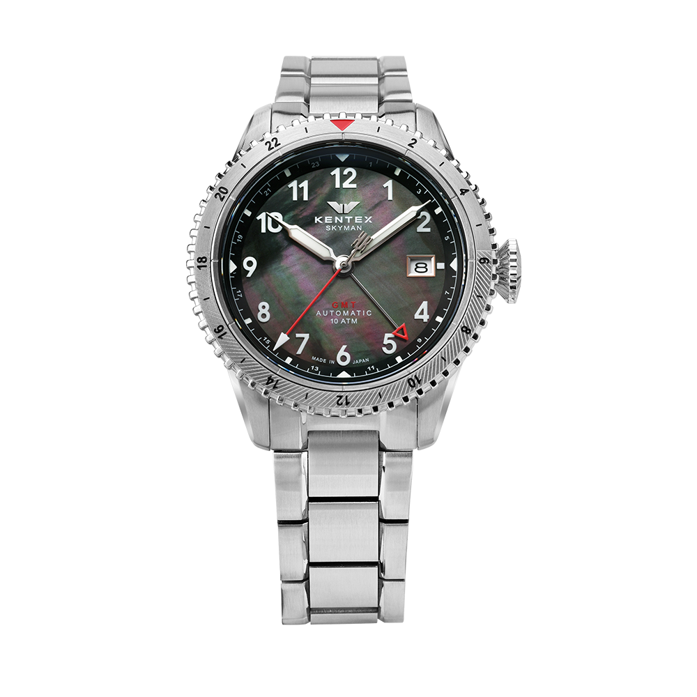 188本限定】KENTEX スカイマンGMT ブラックMOP／SKYMAN GMT Black