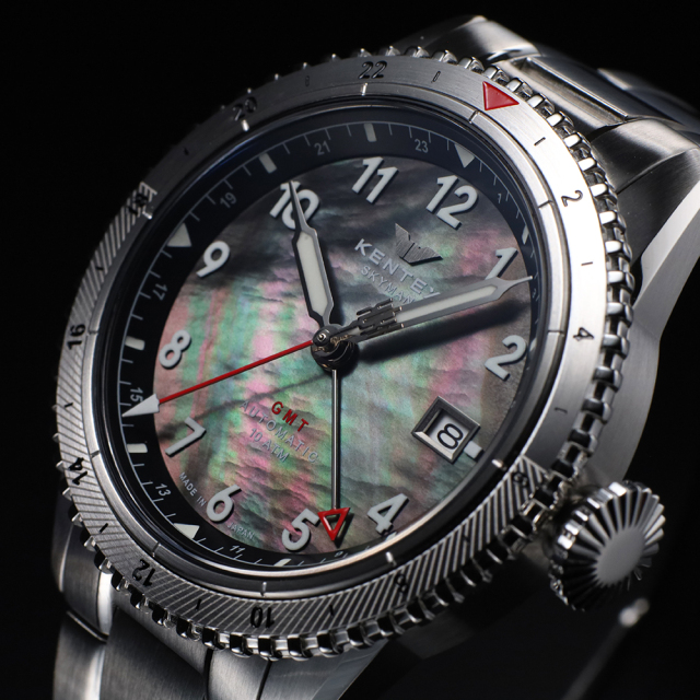 188本限定】KENTEX スカイマンGMT ブラックMOP／SKYMAN GMT Black
