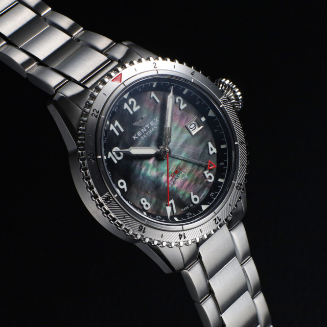 188本限定】KENTEX スカイマンGMT ブラックMOP／SKYMAN GMT Black