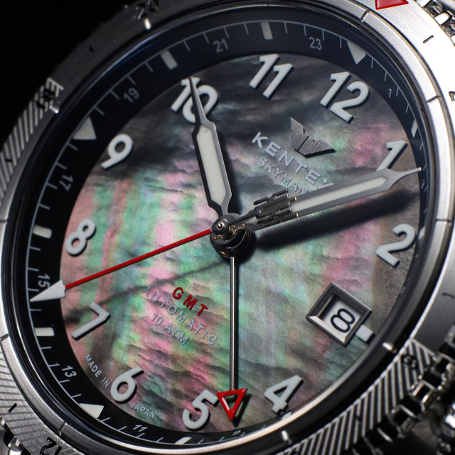 188本限定】KENTEX スカイマンGMT ブラックMOP／SKYMAN GMT Black