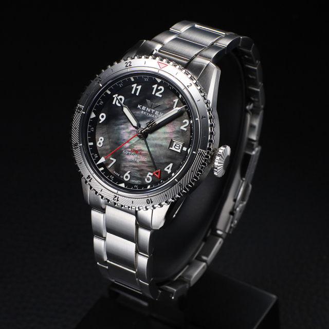 188本限定】KENTEX スカイマンGMT ブラックMOP／SKYMAN GMT Black