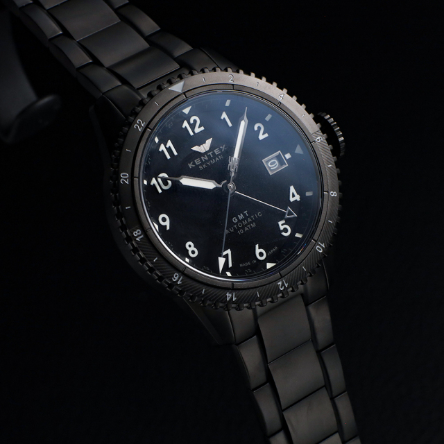 K.K.K　鏡面黒　430×400 188本限定】KENTEX スカイマンGMT オールブラック／SKYMAN GMT All